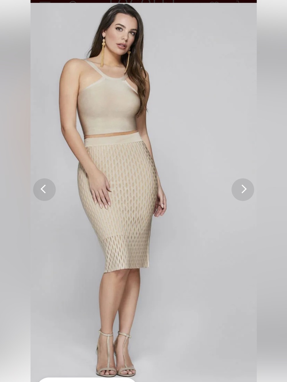 New Guess Marciano Escape Grid Bandage Mesh Pencil Straight Skirt Black S